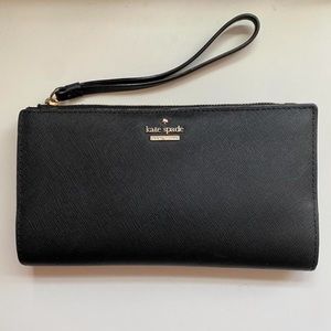 Kate Spade Black Leather Continental Wallet/Wristlet
